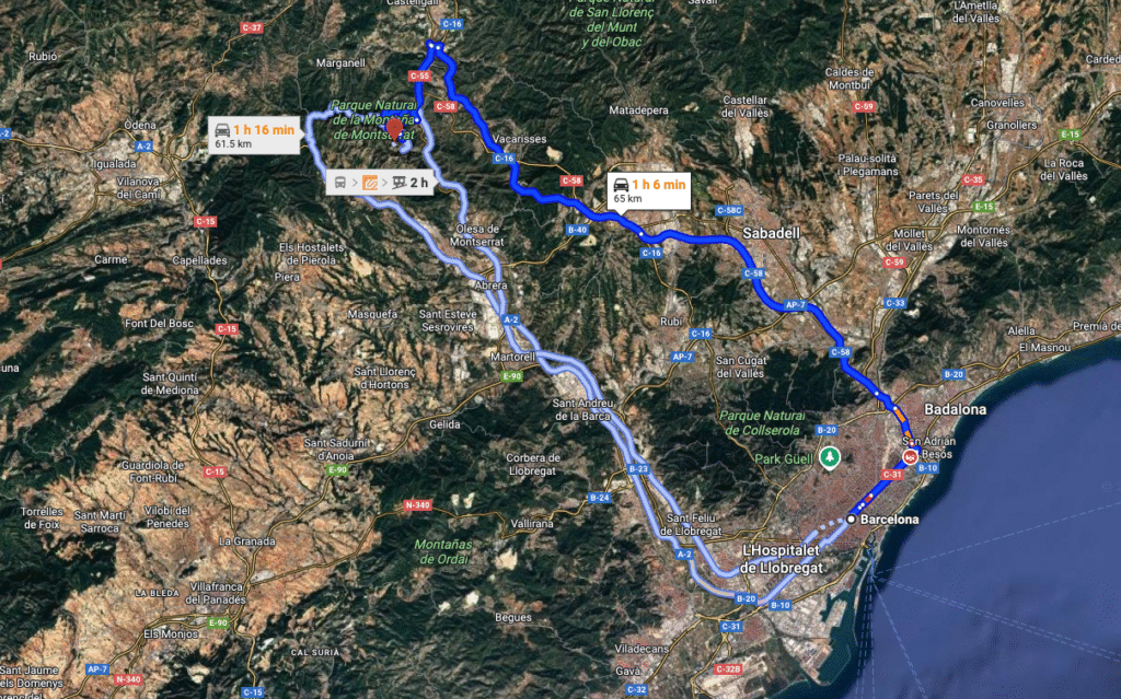 barcelona to montserrat